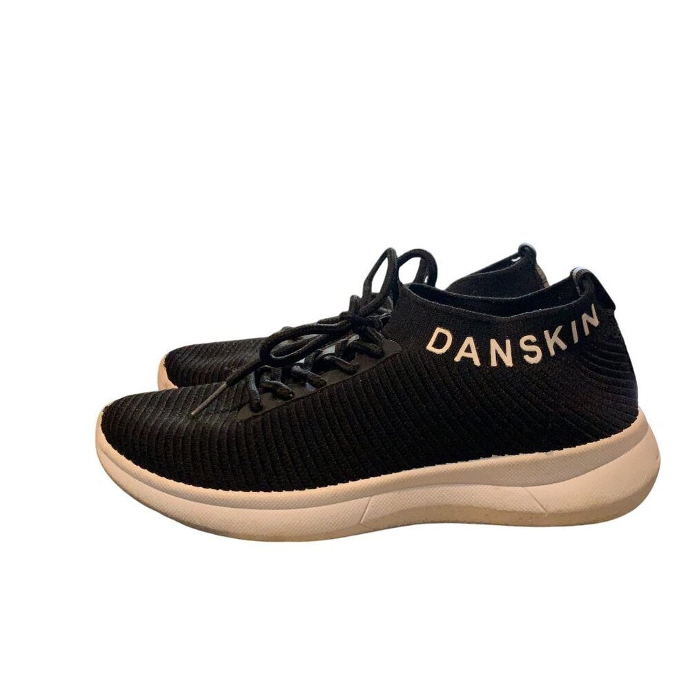 Danskin Girl's Black Knit‎ Lace-Up Sneakers Sz 5.5 Lightweight Casual Shoes